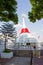 Ancient white Buddhism pagoda in Thailand.