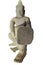 Ancient white statue, decorative sculpture from ancient Asian temple, isolated, white background