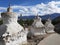Ancient white stupas to Leh in Ladakh, India