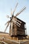 An ancient windmil closeup part. National Open Air Museum of Folk Architecture Pirogovo