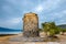 Ancient windmill on Kalydon Peninsula, Crete, Greece