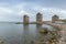 Ancient windmills of chios at night