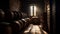 Ancient winery stores old fashioned whiskey in rustic underground cellar generated by AI