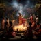 Ancient Wisdom: Traditional Ceremony with Surreal and Fantastical Art Style