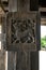 An ancient wood carving at Embekke Devale in Sri Lanka.