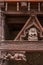 Ancient wooden carving on the entrance to Alchi monastery in Ladakh, India.