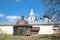 Ancient wooden chapel at the walls of Zelenetsky Holy Trinity Monastery