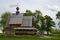 Ancient wooden christian church on a hill