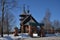 Ancient wooden Church of Annunciation of Blessed Virgin Mary in Annunciation village, courtyard of Holy Trinity Sergius Lavra in e