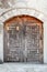 Ancient wooden door in the Islamic mosque