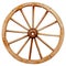 Ancient wooden grunge wagon wheel in country style isolated on w