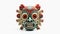 Ancient wooden Mayan mask on white background