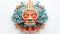 Ancient wooden Mayan mask on white background