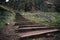 Ancient wooden stairs, mountain stairway