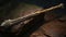 Ancient Wooden Sword: Intricate Brushwork With Metallic Finish