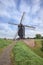 Ancient wooden windmill in famous town of Heusden, Netherlands