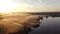 Ancient wooden windmills of Zaanse Schans during sunrise