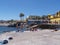 The ancient yellow Fortress of Sao Tiago with its bathing platforms into the Atlantic Ocean