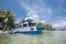 Anda, Pangasinan, Philippines - A small outrigger boat used to ferry tourists docked at Tondol Beach during high tide