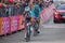 Andalo, Italy May 24, 2016; Vincenzo Nibali, professional cyclist, passes the finish line of the stage.