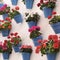 Andalucia Spain typical village flower pot wall display