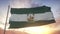 Andalusia flag, Spain, waving in the wind, sky and sun background