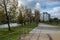 Anderlecht, Brussels Capital Region, Belgium - Cycling path and trees at the banks of the canal