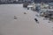 Andernach, Germany - 01 05 2024: Rhine flood with cargo ships