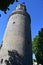 Andernach, Germany - 06 01 2020: Runder Turm between the trees - medieval city walls tower