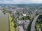 Andernach, Germany - Aerial view of the town of Andernach by the famous Rhine river in summer on a sunny day