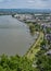 Andernach, Germany - Aerial view of the town of Andernach by the famous Rhine river in summer on a sunny day