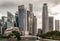 Anderson bridge and financial district under heavy cloudscape, Singapore