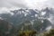 Andes cloudy mountains view from Machu Picchu