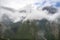 Andes cloudy mountains view from Machu Picchu