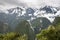 Andes cloudy mountains view from Machu Picchu