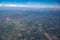 Andes mountains in Chile and the countryside farmlands from an airplane