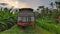 Andoned old rusty railway freight wagons the meadow