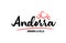 Andorra country with red love heart and its capital Andorra la Vella creative typography logo design