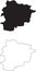 Andorra Map. Black silhouette country map isolated on white background. Black outline on white background. Vector based