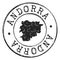 Andorra Map Silhouette Postal Passport Stamp Round Vector Icon Seal Badge.