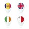 Andorra, United Kingdom, Ireland, Malta flag location map pin icon