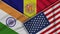 Andorra United States of America India Flags Together Fabric Texture Illustration