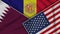 Andorra United States of America Qatar Flags Together Fabric Texture Illustration