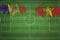 Andorra vs Vietnam Soccer Match, national colors, national flags, soccer field, football game, Copy space