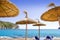 Andratx Port de Mar beach with sunroof umbrellas