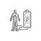 Android charging hand drawn outline doodle icon.