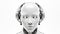 Android head close up with humanoid features. Futuristic robot face. AIG35.