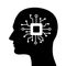 Android and humanoid - silhouette of human with processor, microprocessor, chip, chipset