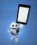Android robot with blank screen tablet pc