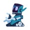 Android robot. Cartoon personal assistant. Fantastic machine with antennas. Futuristic technologies mascot, advertising